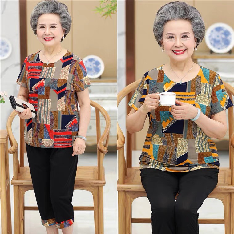 Bộ đồ trung niên nữ đẹp B61 mặc nhà mùa hè cao cấp sang trọng giá rẻ Bigsize