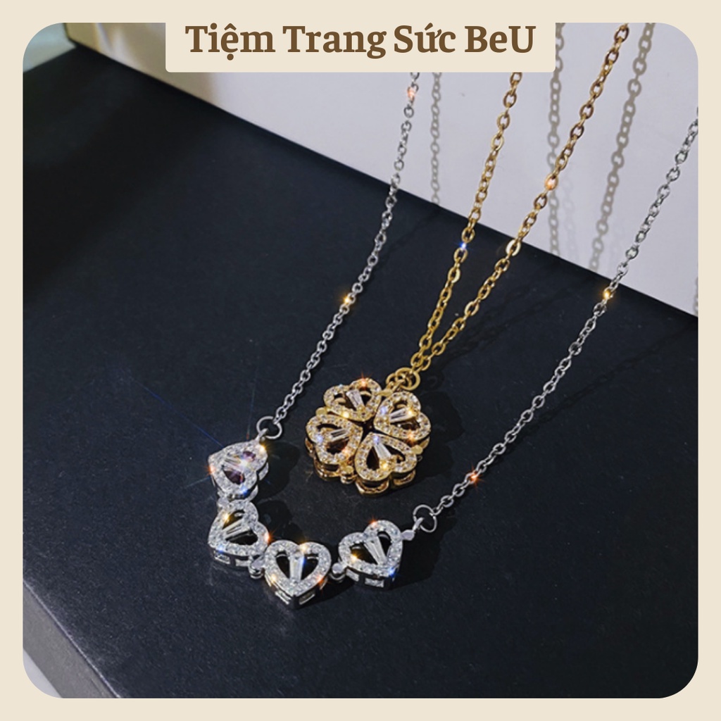Dây Chuyền Nữ Thép Titan Không Gỉ Đeo Được 2 Kiểu Đính Đá Lấp Lánh BeU