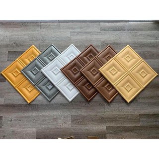 Combo 25 tấm Xốp dán tường 3d giả da ô vuông mẫu p3 loại đẹp khổ lớn 70*70 cm