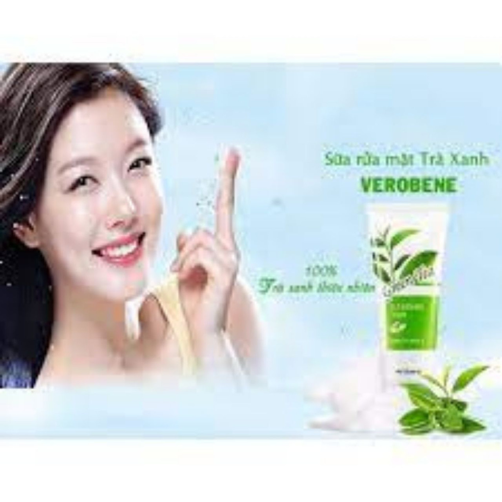 Sữa Rửa Mặt Trà Xanh Verobene Green Tea Cleansing Foam 150ml - [Chính Hãng Hàn Quốc] - Dùng Được Cho Cả Nam Và Nữ
