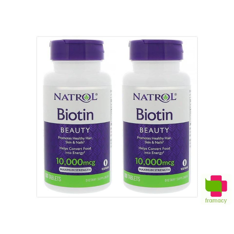 Viên uống Natrol Biotin 10000mcg, USA (100v) hỗ trợ mọc tóc, giúp móng khỏe cho người trên 12 tuổi