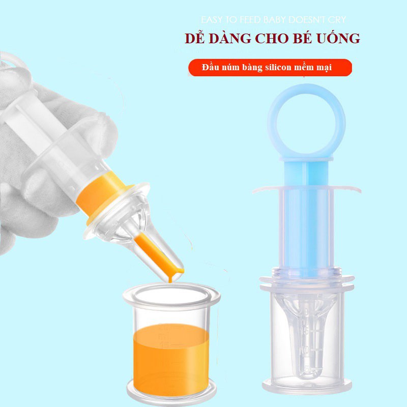 Dụng cụ ống bơm xilanh thiết kế dạng núm ti giúp cho các bé nhỏ uống thuốc, sữa, nước đơn giản và dễ dàng