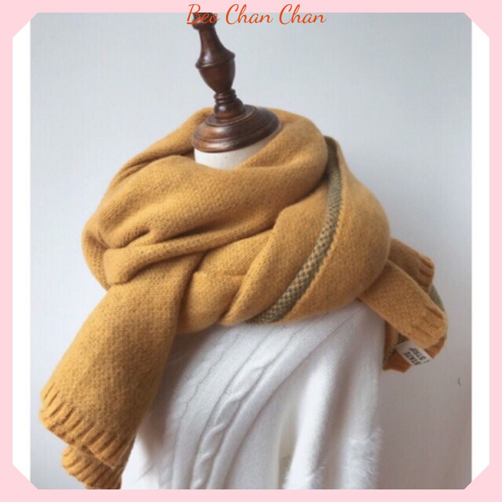 [ SẴN] KHĂN LEN QUÀNG CỔ NAM NỮ  KHĂN CHOÀNG LEN NAM NỮ VINTAGE MỀM MỊN DÀY CỰC ẤM ĐÍNH KÈM QUẢ DỨA