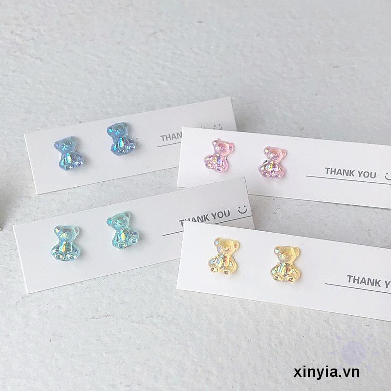 Đôi bông tai hình gấu màu sắc ngọt ngào đáng yêu cho nữ