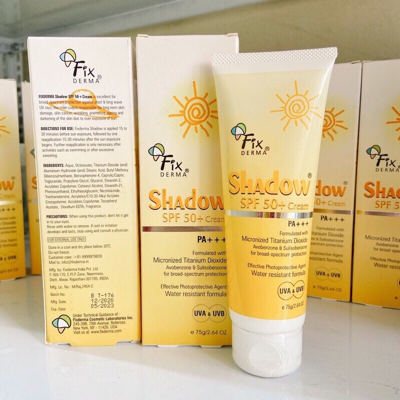 Kem Chống Nắng Fixderma - Fixderma Shadow SPF 50+ Cream Giúp Chống Nắng, Dưỡng Da, Không Gây Bết Dính 75g