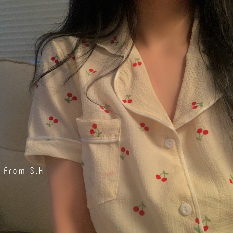 [SẴN HÀNG/ẢNH THẬT] Bộ mặc nhà pijama ngắn xô đũi đũi xốp Hàn Quốc