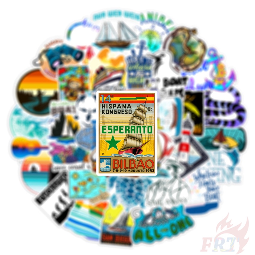 ❉ Nghệ thuật Nautical Art. Hình Dán Phiên Bản Expeditions Series 01 ❉ Bộ 50 Hình Dán Dùng Trang Trí Vali Laptop Ván Trượt DIY
