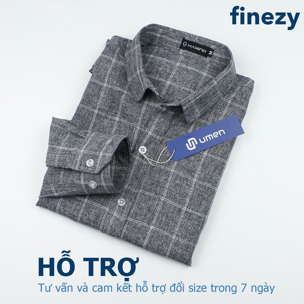 Áo sơ mi đũi kẻ caro cao cấp Finezy, thoáng mát, thoải mái, thấm hút mồ hôi tốt