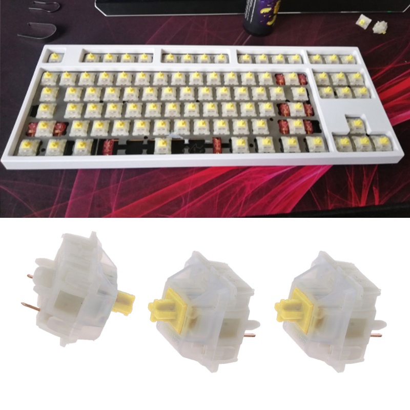 Set 10 công tắc Gateron 5Pin màu vàng sữa trong suốt cho GK61 GK64 GH60 | BigBuy360 - bigbuy360.vn