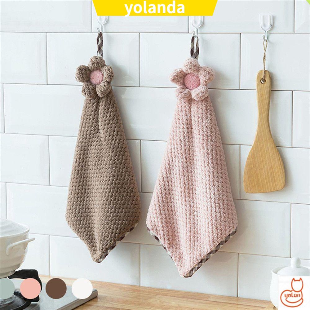 Khăn Lau Tay bằng Vải Nhung San Hô Hình Hoa Hướng Dương Hoạt Hình Nhiều Màu Có Thể Treo tiện lợi Cho Nhà Bếp