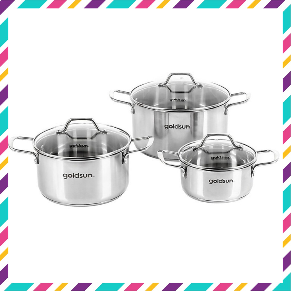 ✌Hàng chĩnh hãng✌ Bộ 03 nồi inox GOLDSUN GD18-3306SG