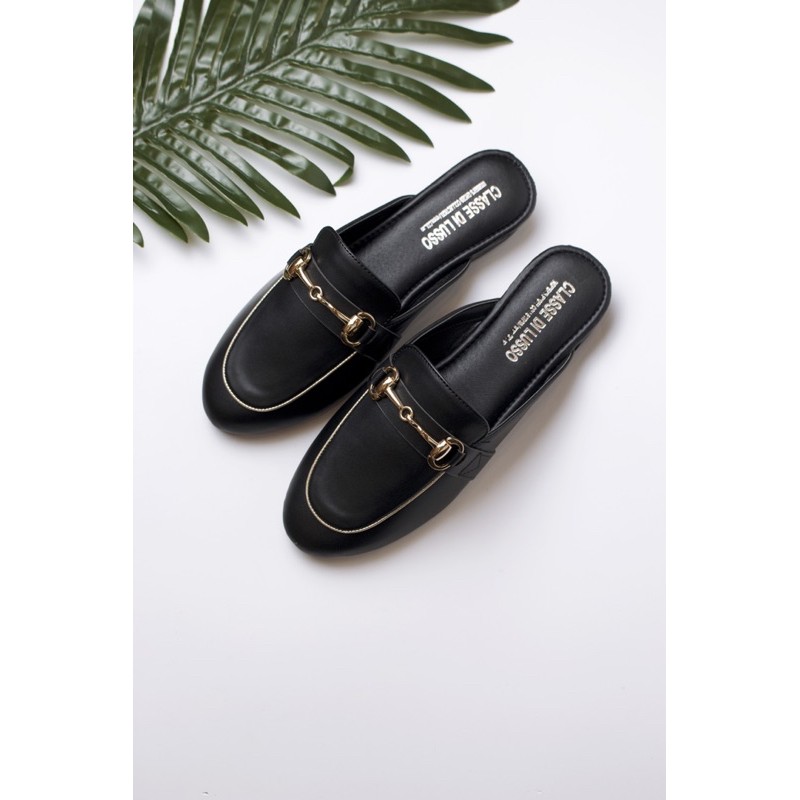 [ĐẶT TRƯỚC] GIÀY SLIPPER NỮ ĐEN DA LÌ HOTEI BLACK SPM001B