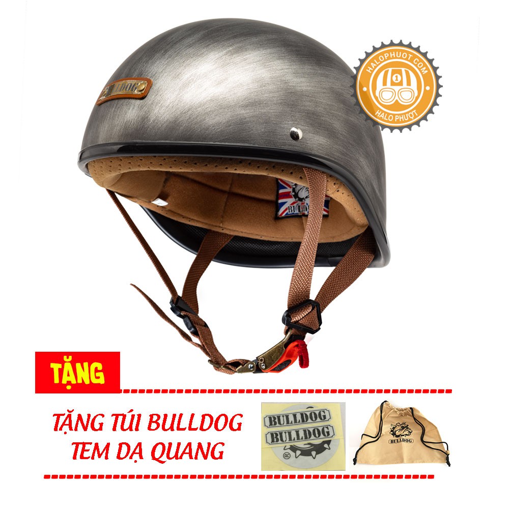 Mũ bảo hiểm Bulldog GANG Xước Bạc (tặng túi Bulldog, tem phản quang)