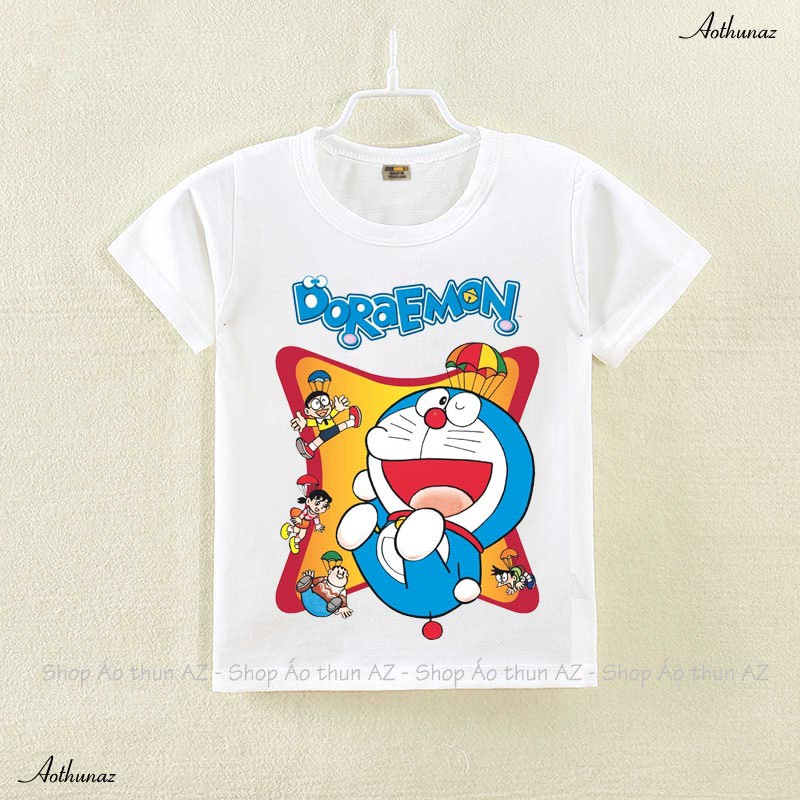 Áo thun nam nữ in hình Doraemon ( có size trẻ em ) - Cotton Thái Doremon M2423