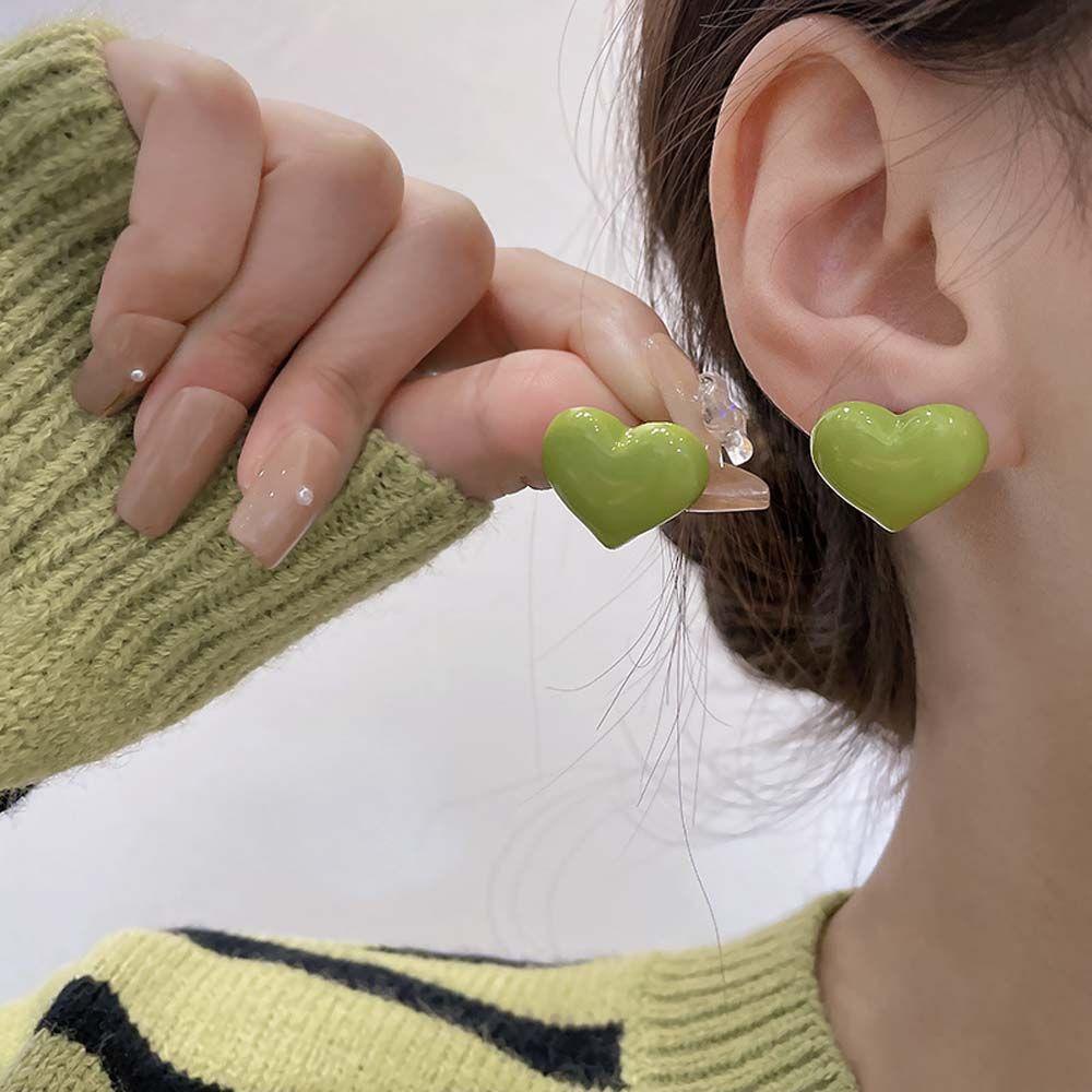 Bông Tai Hợp Kim Hình Trái Tim Màu Sắc Kẹo Ngọt VANES1