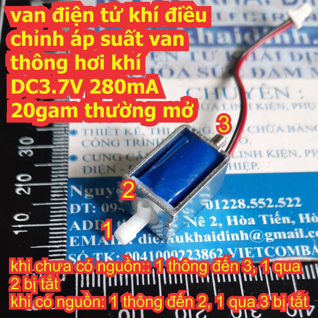 van điện tử khí điều chỉnh áp suất van thông hơi khí DC3.7V 280mA 20gam thường mở kde7009