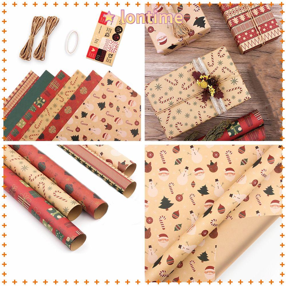 Cuộn giấy gói quà thủ công DIY họa tiết ông già noel người tuyết