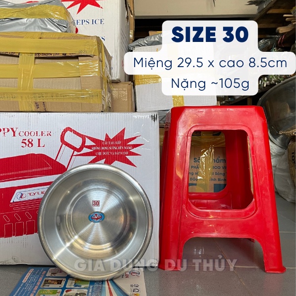 Thau nhôm tròn giá rẻ loại nhỏ, đường kính 22-24-26-28-30-32-34-36-38 cm, miệng cuốn bo tròn của gia dụng Du Thủy