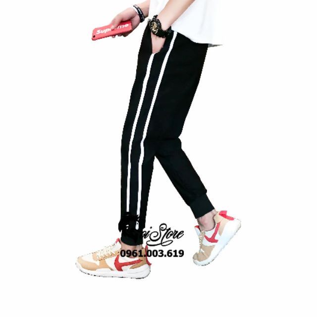 Quần Jogger 2 sọc nam nữ bigsize 40-95kg thể thao thun da cá | BigBuy360 - bigbuy360.vn