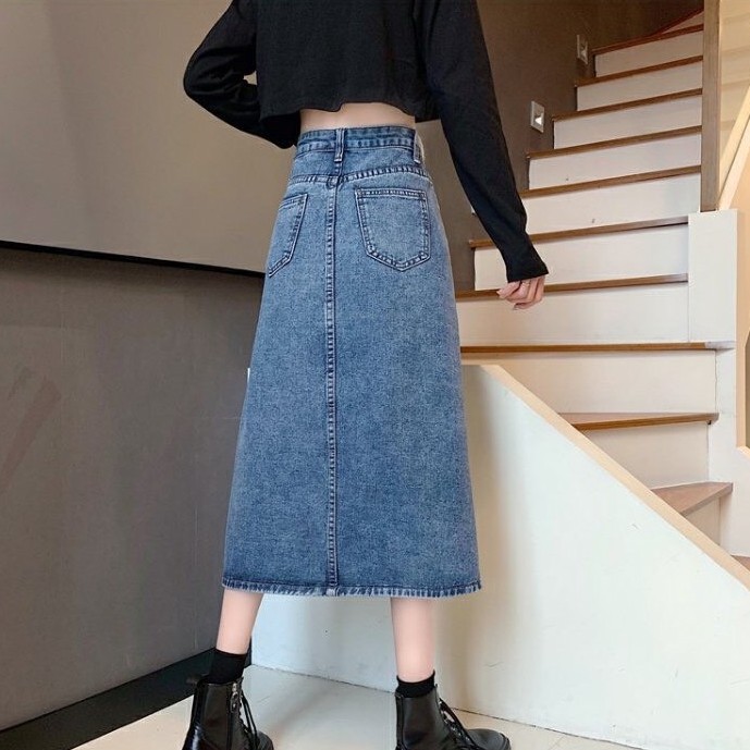 Chân Váy Jeans Dài Cạp Cao Xẻ Gấu Phong Cách Ulzzang | WebRaoVat - webraovat.net.vn