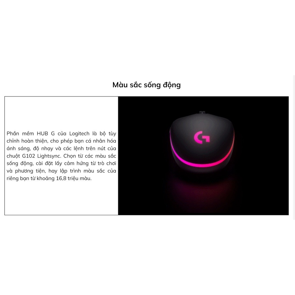 Chuột gaming Logitech G102 Gen 2 Lightsync