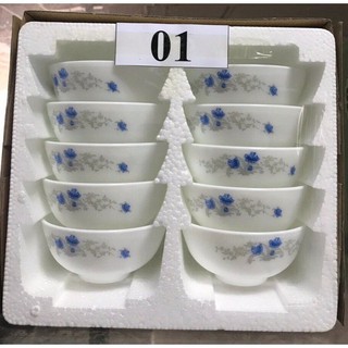 Combo 10 chén sứ hoa văn cao cấp - chén sứ men siêu đẹp