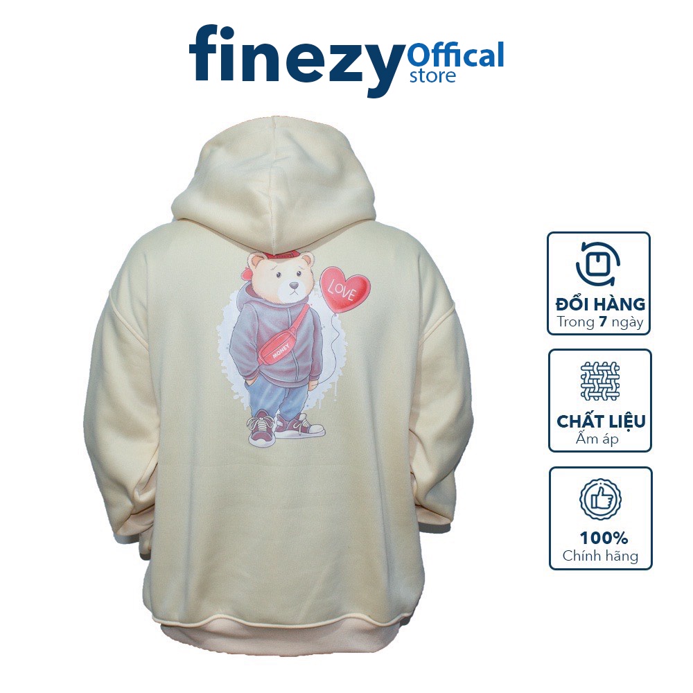 Áo Hoodie tedy nam nữ Finezy Unisex form rộng, vải nỉ dày