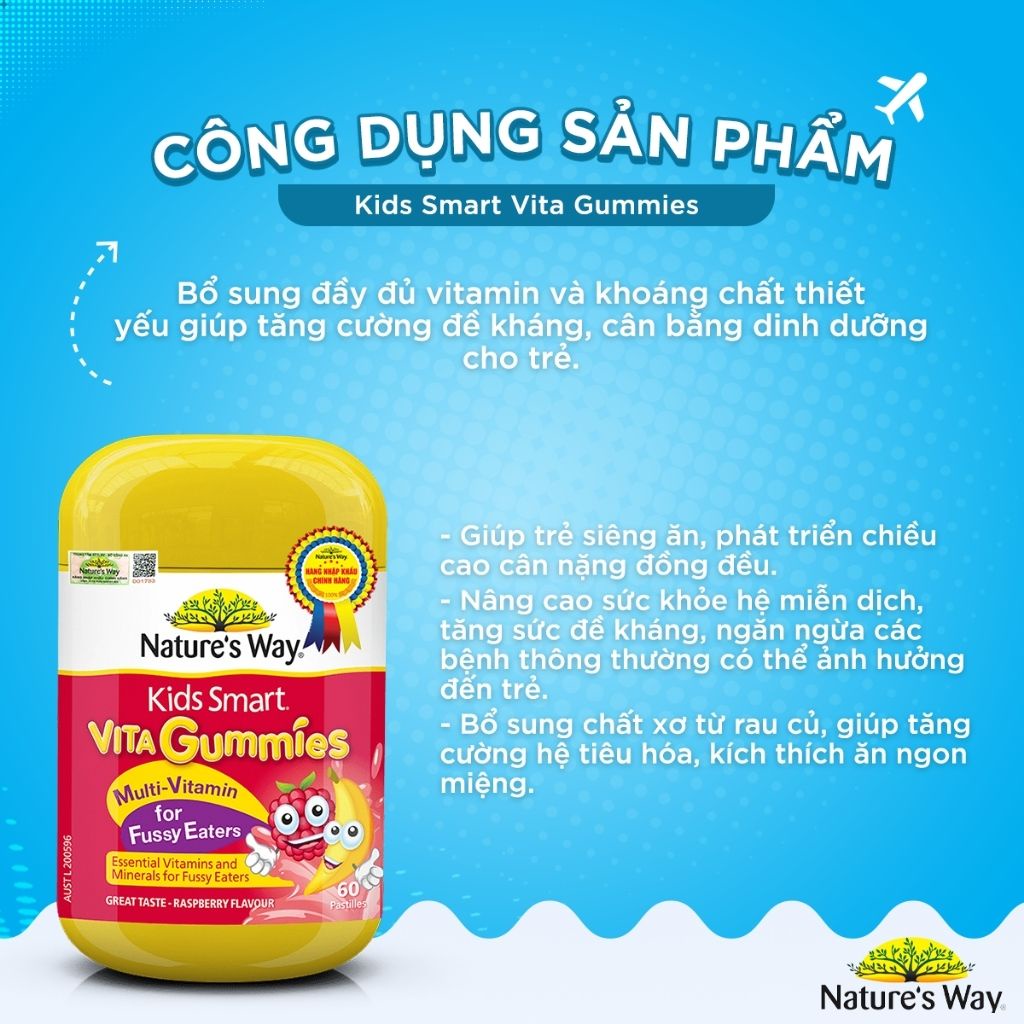 Combo Kẹo Nature's Way Vita Gummies Fussy Và Sữa ROYAL AUSNZ Lactoferrin Formula 400g Tăng Đề Kháng, Giúp Trẻ Ăn Ngon