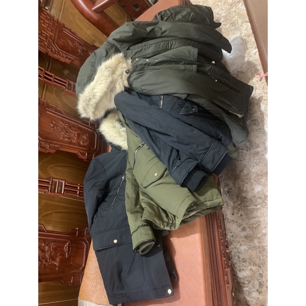 Áo parka zara hàng aut màu rêu