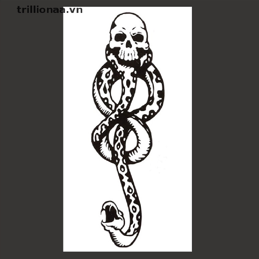 Hình Xăm Dán Tạm Thời Họa Tiết Da Rắn Màu Đen Chống Thấm Nước Cho Nam Và Nữ