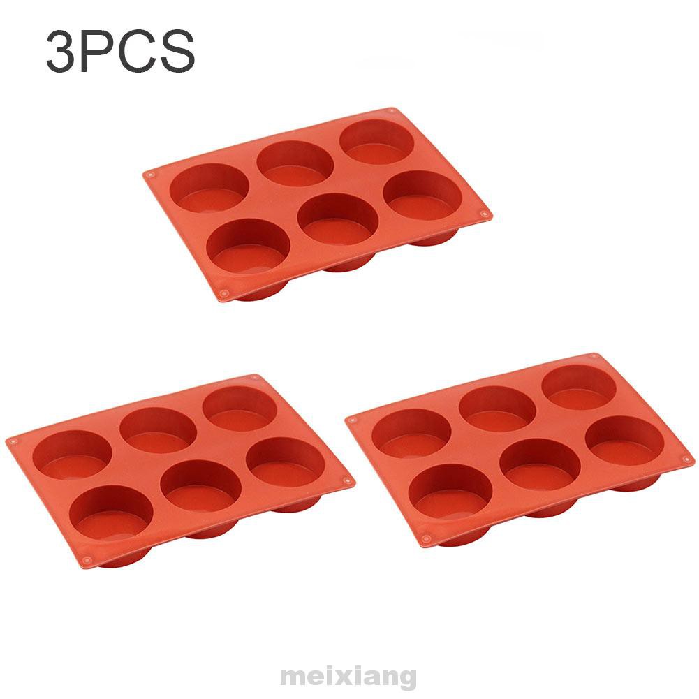 Bộ 3 Khuôn Silicone Làm Bánh 6 Ngăn Hình Trụ Cách Nhiệt Có Thể Tái Sử Dụng