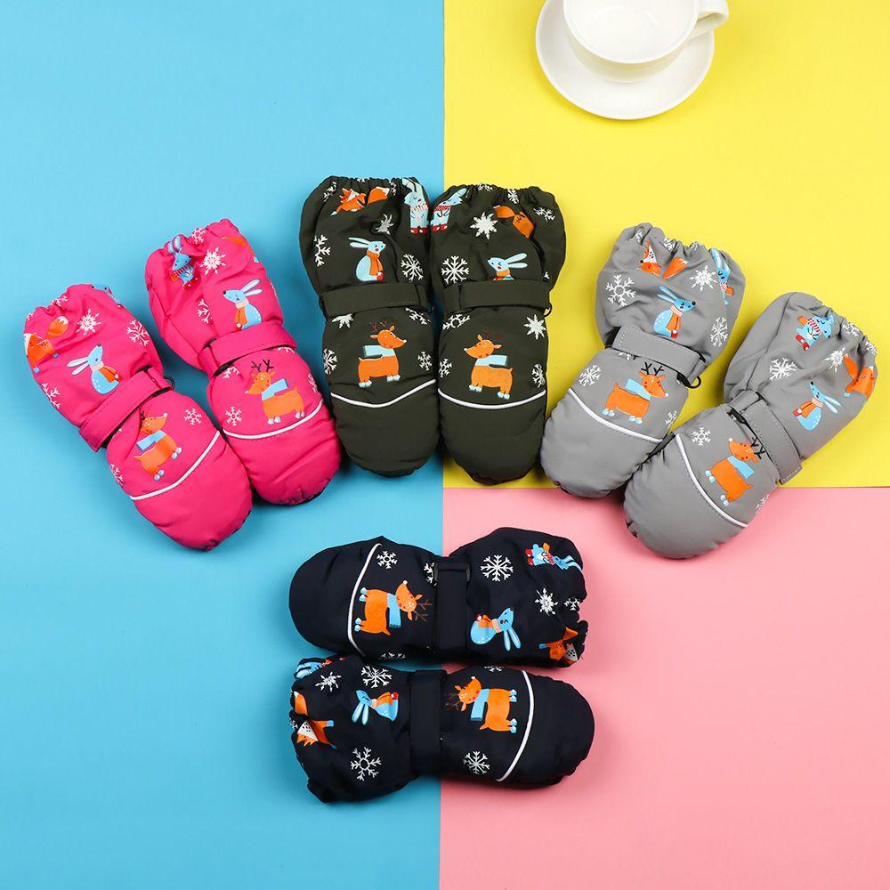 Găng Tay Trượt Tuyết Dày Dặn Ấm Áp Không Trượt In Họa Tiết Hoạt Hình Thời Trang Cho Bé 2 -