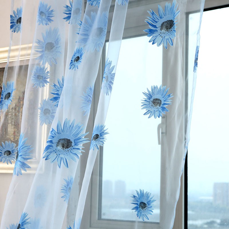rèm cửa sổ Vải Voan Họa Tiết Hoa Hướng Dương 1x2m