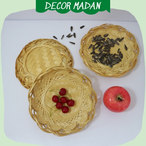 Rế tre tròn lót xoong nồi cách nhiệt, đan viền cánh sen thủ công, đựng hoa quả  - MADAN.