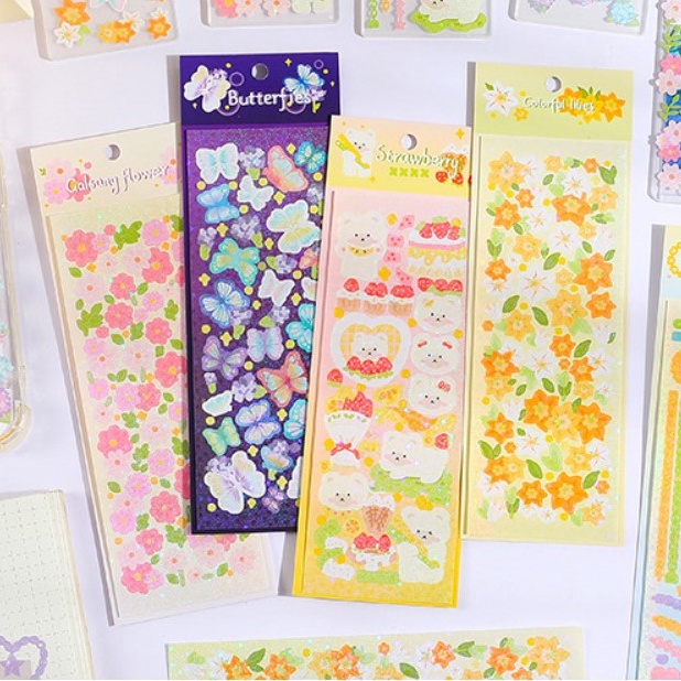 Sticker Forest Garden lấp lánh hình dán trang trí sổ tay toploader | BST147