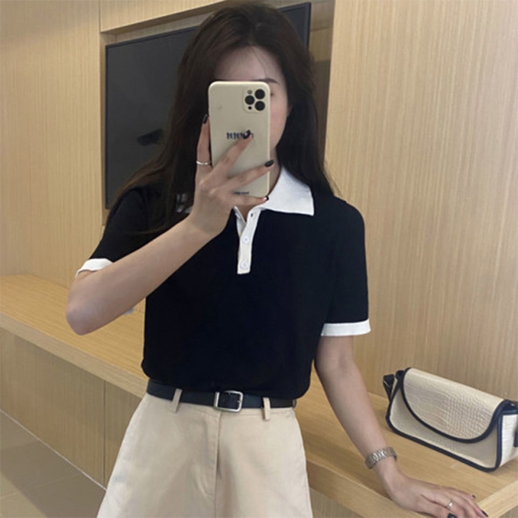 Áo polo Tay Ngắn Hở Vai Dáng Rộng Thời Trang Mùa Hè Hàng Mới Dành Cho Bạn Nữ 2022