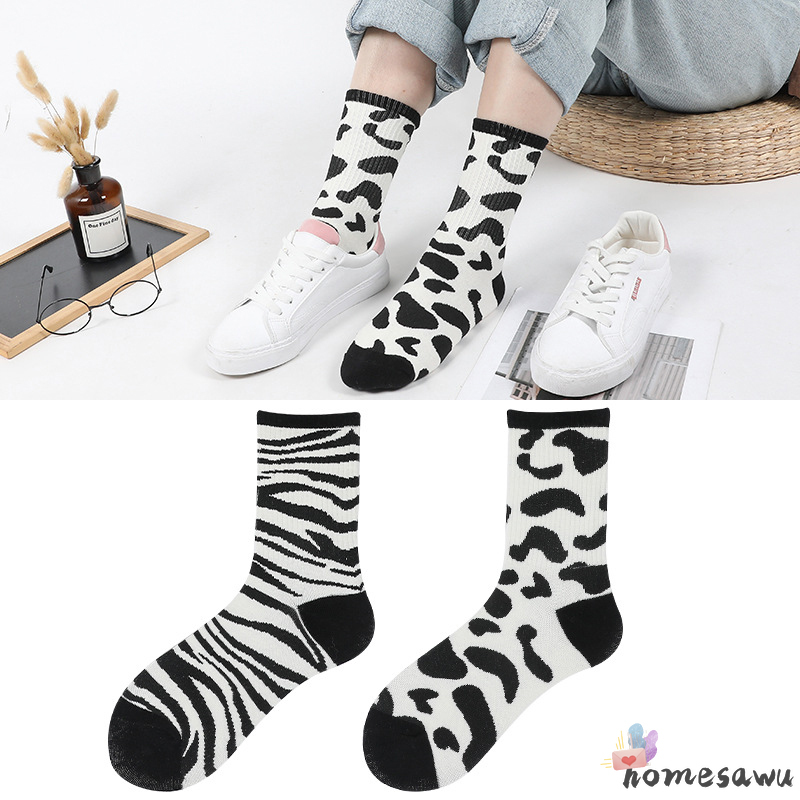 Tất Mềm Mại In Họa Tiết Ngựa Vằn Đáng Yêu Cho Nữ