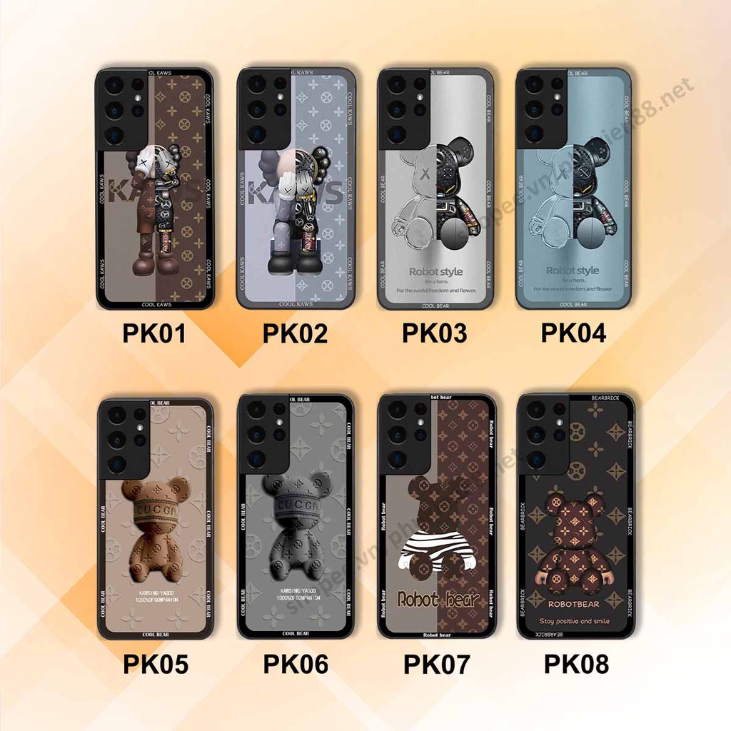 Ốp Samsung S21 Ultra bear, k@ws thương hiệu phong cách ốp lưng thời trang cao cấp