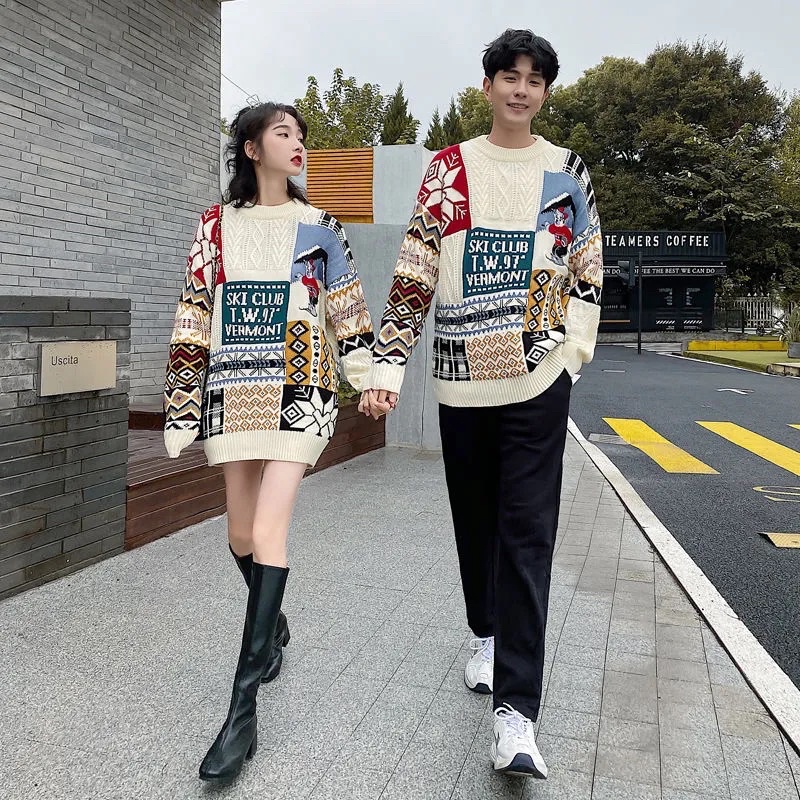 Áo len đôi hoạ tiết - Chất len có dãn hàng Quảng Châu mẫu 2021