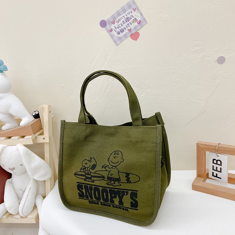 Túi Xách Vải canvas Cỡ Lớn Đa Năng In Hoạt Hình Snoopy Dễ Thương