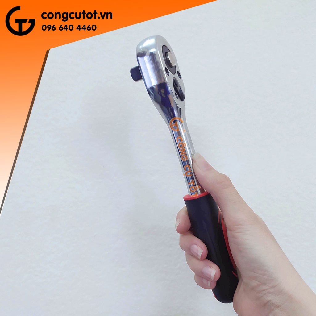 Tay vặn tự động đảo chiều 3/8" 24 răng dài 190mm cán bọc nhựa