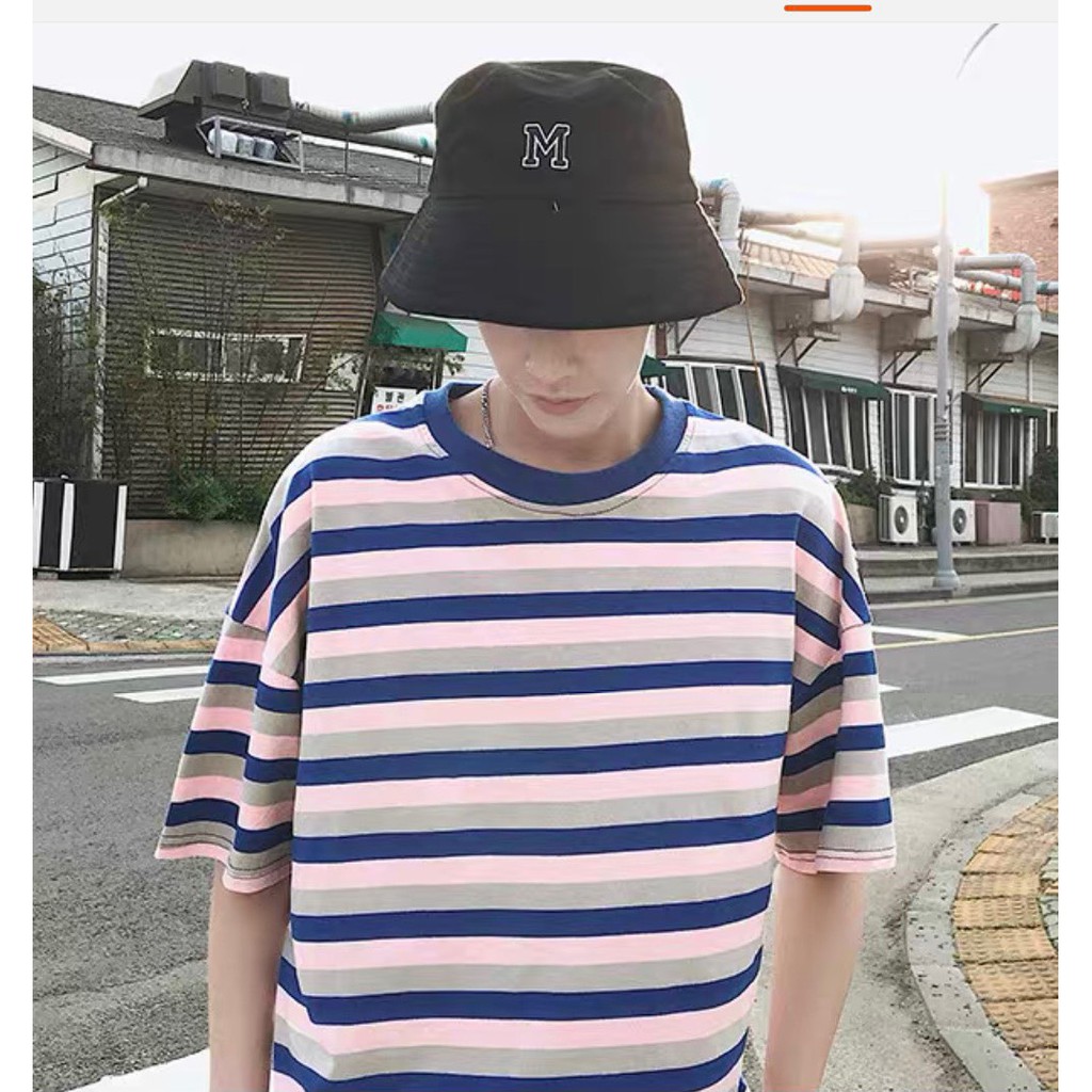 Áo thun unisex form rộng chất liệu Cotton 100% kẻ sọc ngang to 360 Áo phông nam nữ kẻ ngang dày mát basic tee ulzzang