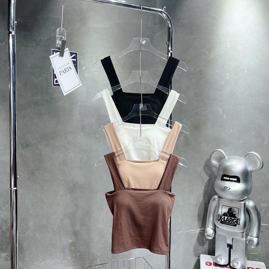 Áo 2 dây bản to cao cấp có mút ngực dáng croptop - áo dây có đệm ngực chất zip dày dặn co dãn thoáng mát