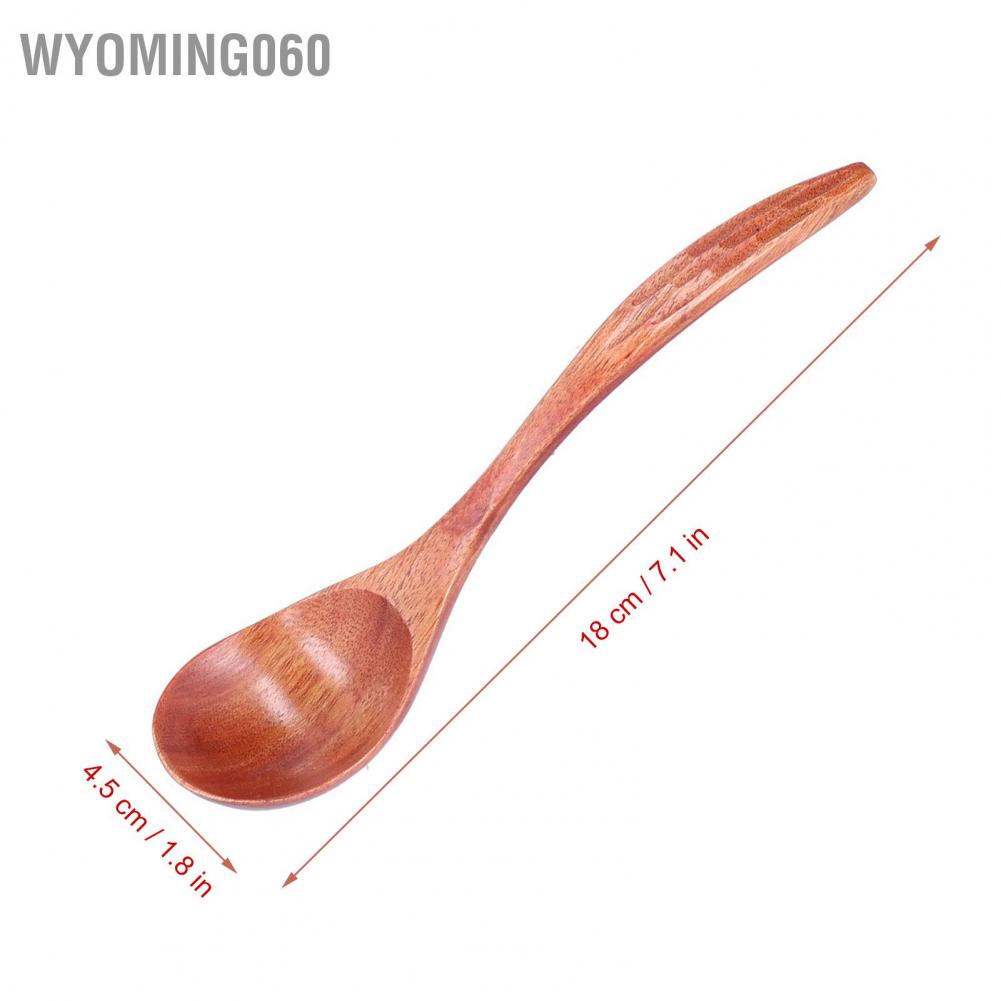 Wyoming060 5Pcs Wooden Scoop Long Handle Sugar Salt Tea Seasoning Spoon for Home Restaurant Hotel