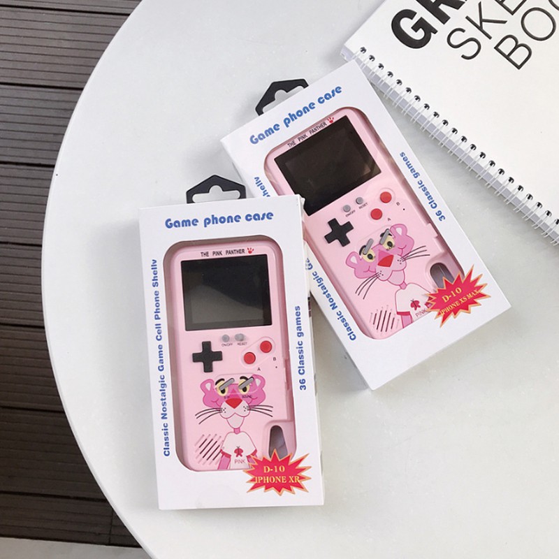 Color Screen Retro Tetris Gameboy Phone Cases Pink Panther case For Iphone 11 pro Max X XR XS Max 6 6S 7 8 Plus