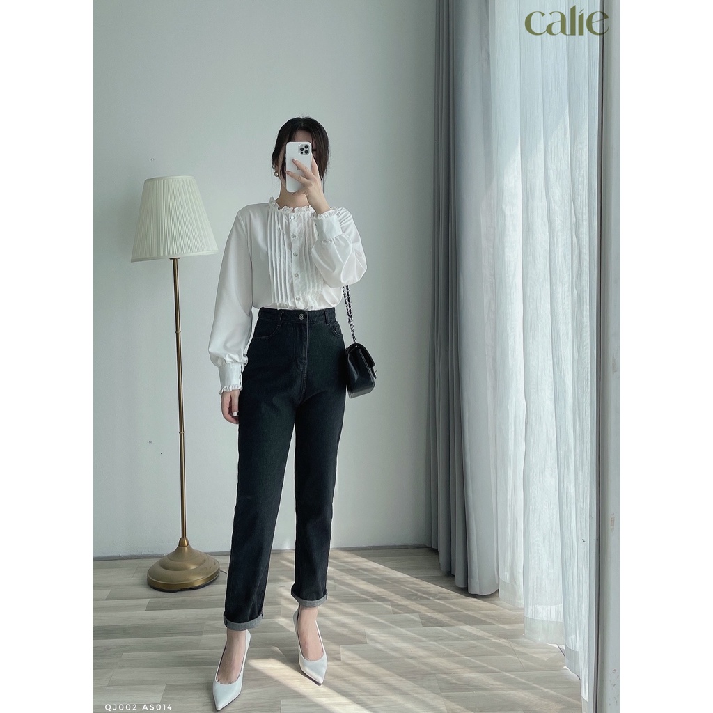 Quần jean dáng suông chỉ nổi trẻ trung thanh lịch thời trang công sở Calie House QJ002