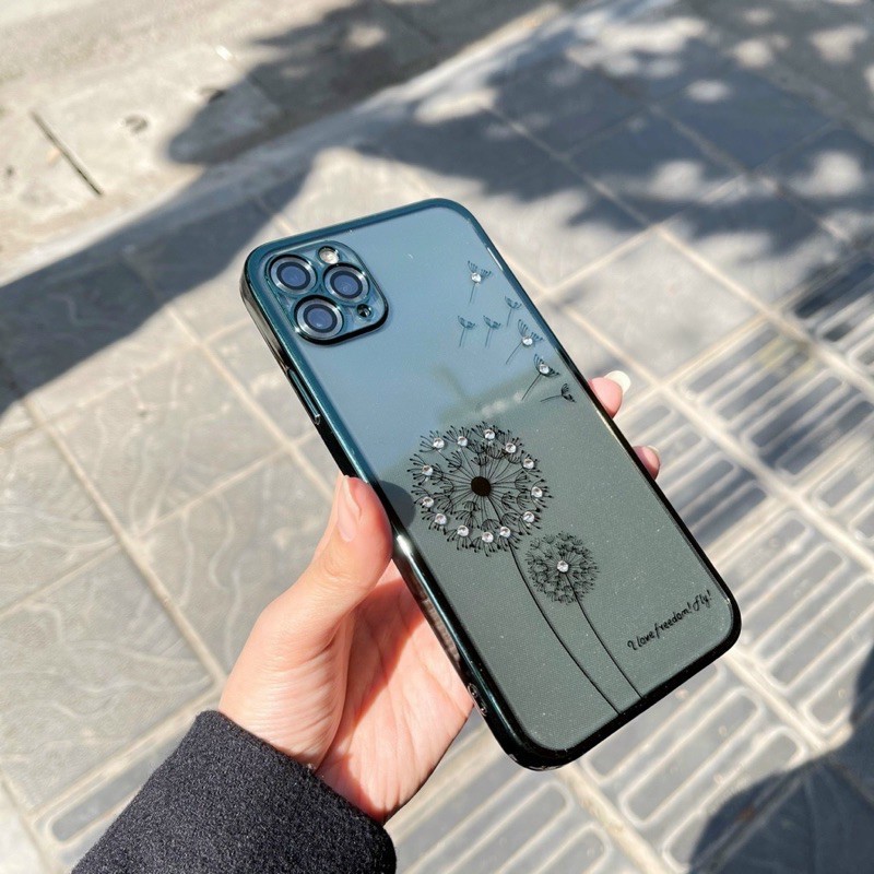 LIKGUS Ốp lưng [HOA BỒ CÔNG ANH ĐÍNH ĐÁ] iPhone 14 PLUS PRO/ MAX  Silicon trong viền màu
