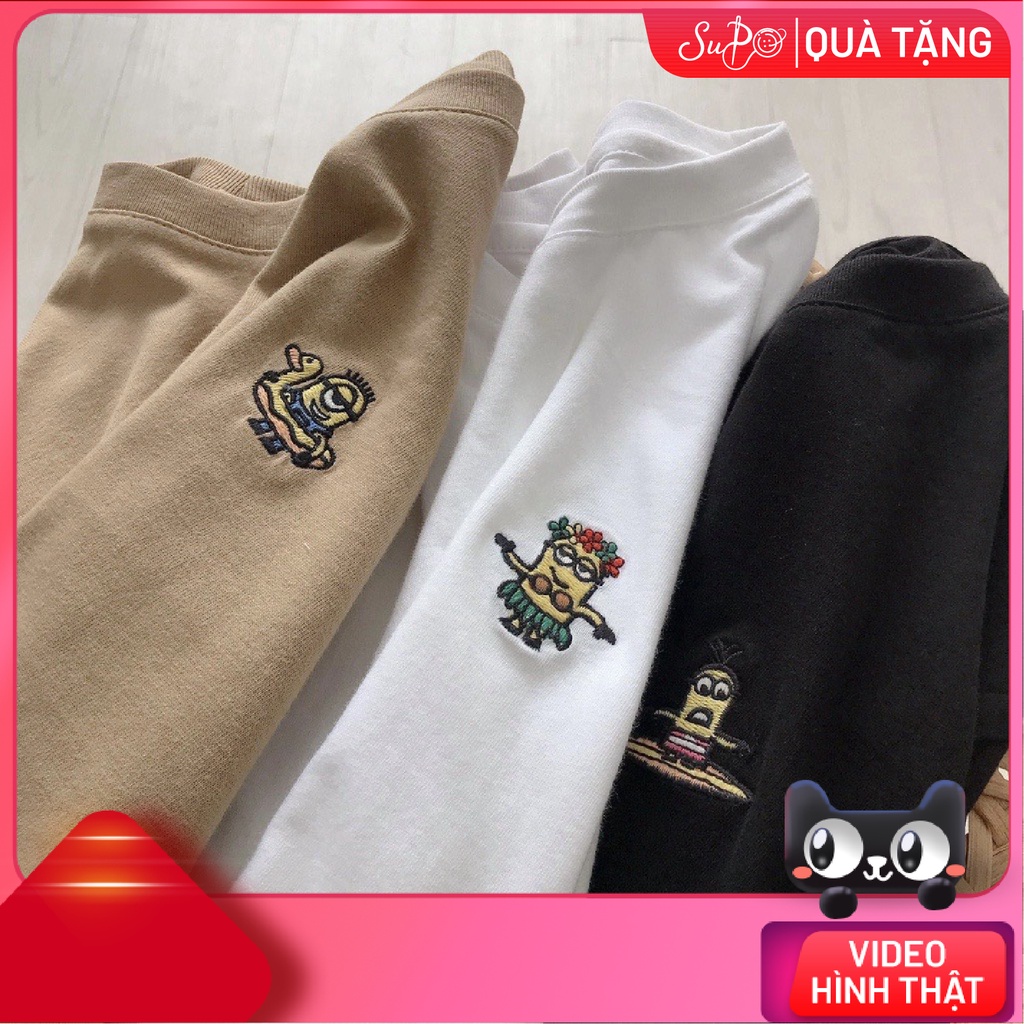 Áo thun tay lỡ, thêu Minion, form rộng, Nam nữ đều mặc được (Supo Shop)