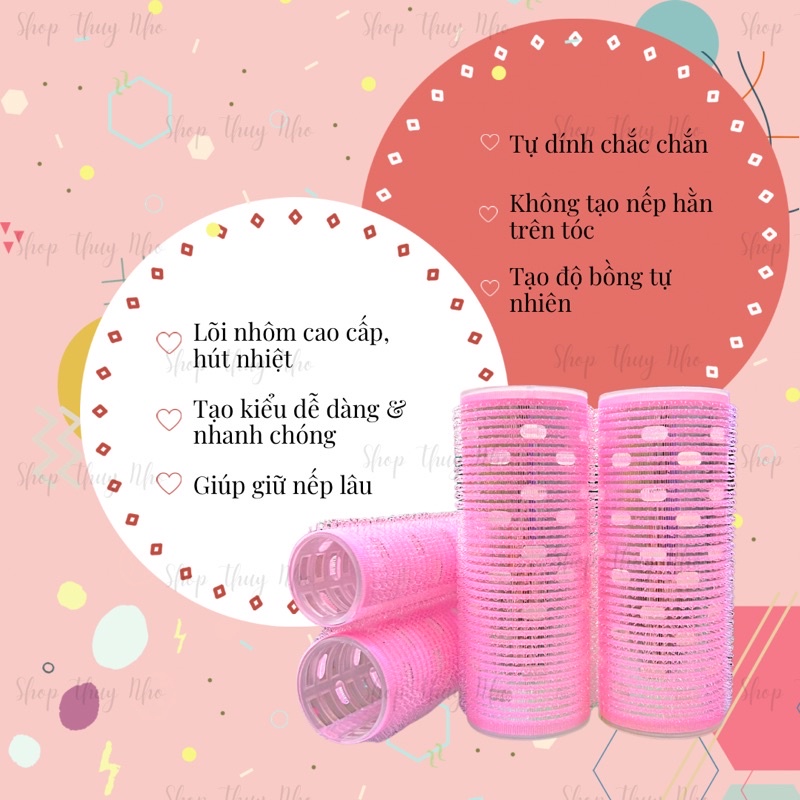 [CAO CẤP] Ống dính,Lô cuốn tóc Hàn Quốc lõi nhôm siêu to dài tự dính uốn mái cỡ lớn 3 size tiêu chuẩn làm tóc salon
