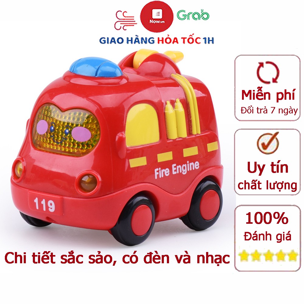 Đồ chơi ô tô xe cứu hỏa màu đỏ có nhạc và đèn chạy bánh đà (kèm sẵn pin) bền đẹp